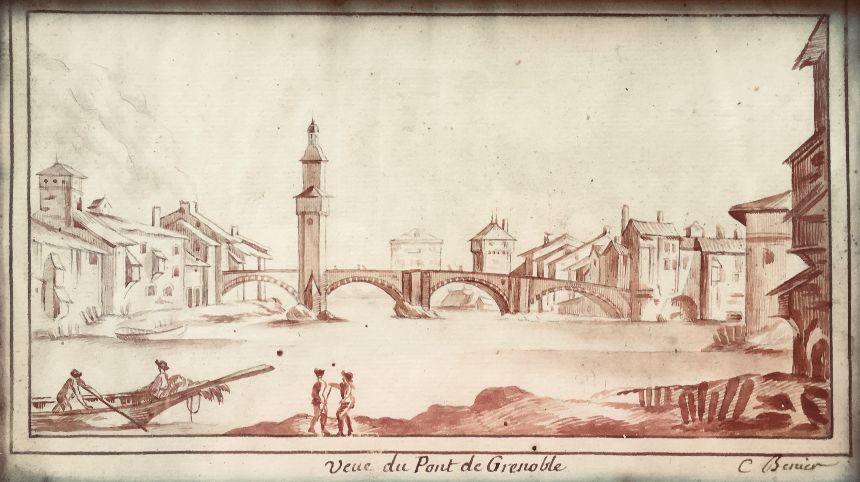 Israël Silvestre : Veue du Pont de Grenoble