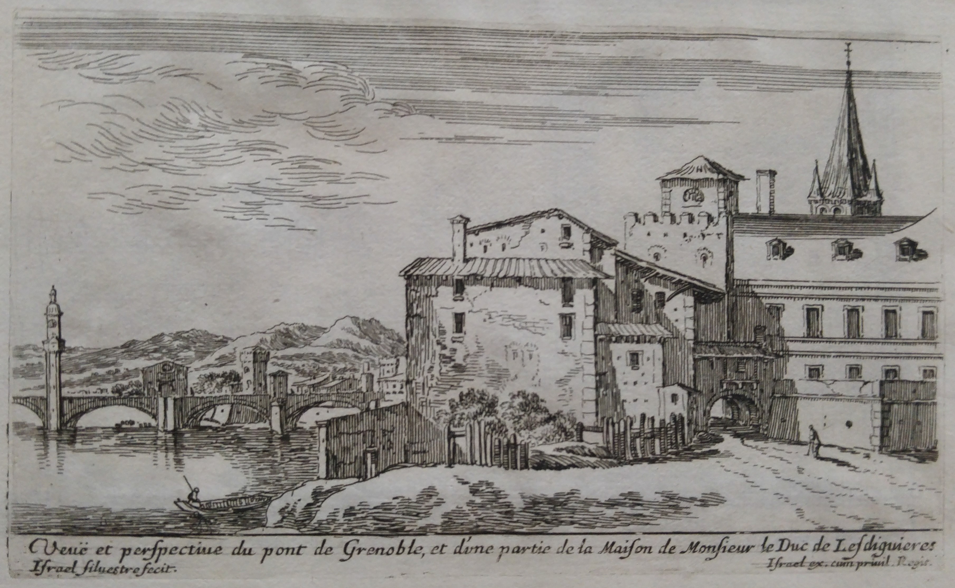 Israël Silvestre : Veuë et perspective du pont de Grenoble, et d