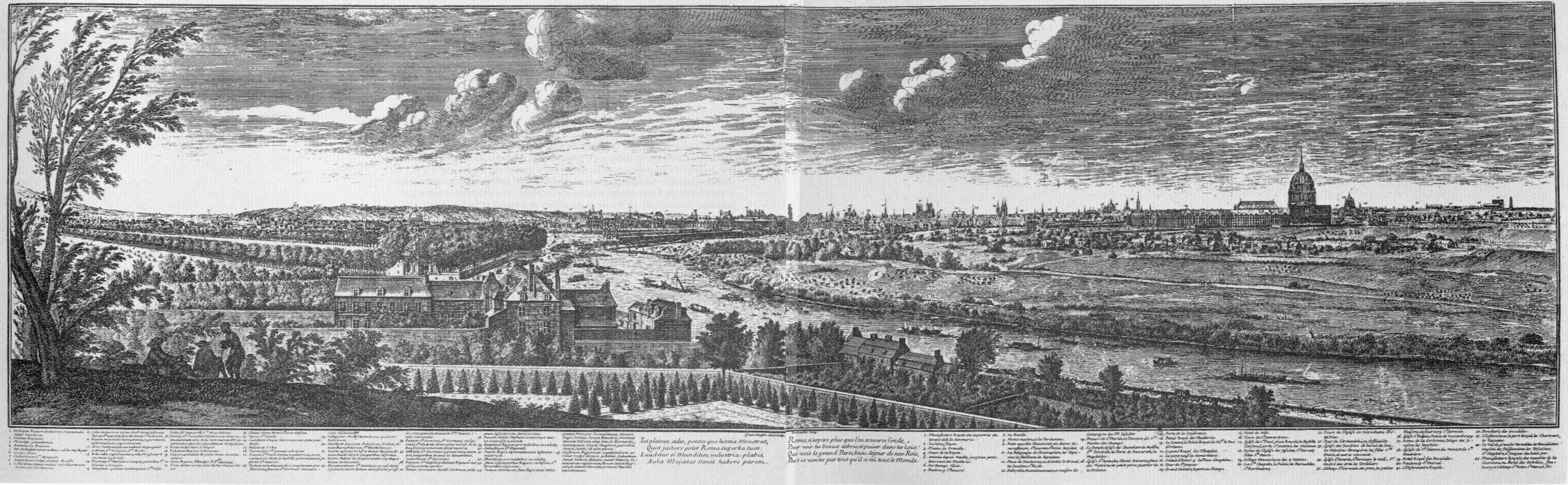 Israël Silvestre : Vue Générale de Paris en deux feuilles.