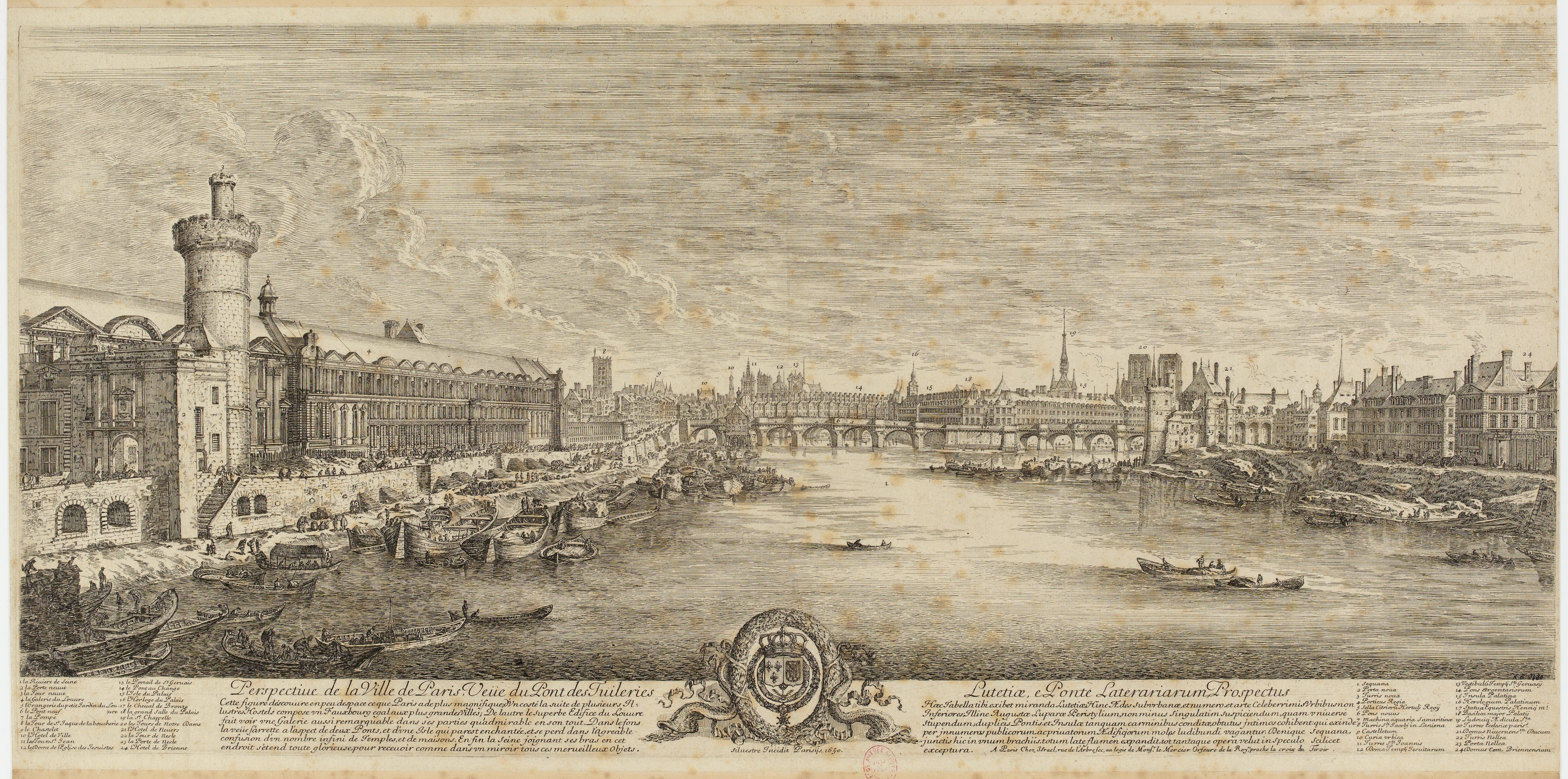Israël Silvestre : Perspective de la Ville de Paris, Veüe du Pont des Tuileries.