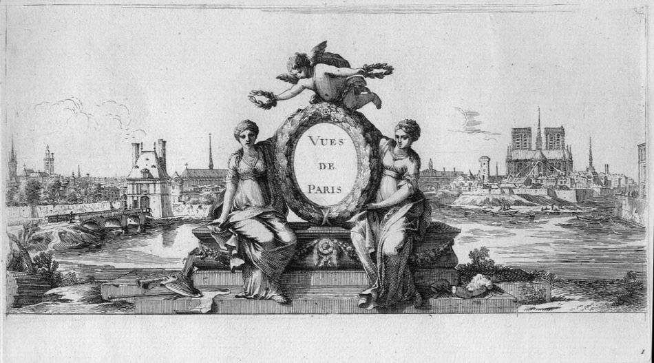 Israël Silvestre : Vue de la ville de Paris en descendant la Seine prise de la pointe de l