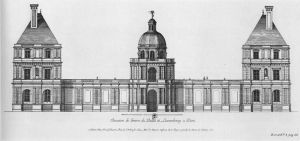 116.2 Elévation de l'entree du Palais de Luxembourg a Paris.H : 220 L : 462
 Faucheux : 116.2  Baré : N° 28