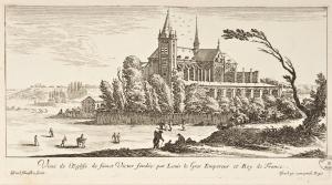 155.1 Veuë de l'Eglise de saint Victor fondée par Louis le Gros Empereur et Roy de France.Bibliothèques de Nancy, P-FG-AL-00039H : 132 L : 250
 Faucheux : 155.1  Baré : N° 99Crédit : Bibliothèques de Nancy, P-FG-AL-00039