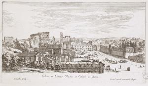 Veue du Campo Vacine et Colisée a Rome.