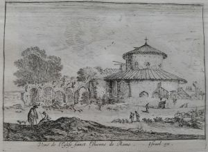 Veue de l'Eglise Sainct Estienne (le rond) de Rome.