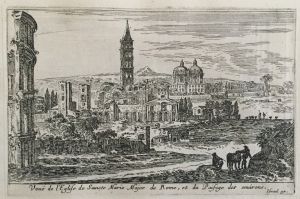 Veuë de l'Eglise de Saincte Marie Major de Rome, et du Paisage des environs.