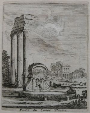 Partie du Campe Vacine. (Vue des trois colonnes du temple de Jupiter Stator).