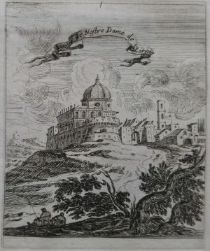 Veuë de Nostre Dame de Lorette (En haut dans une banderole. )