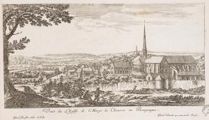 198.1 Veuë de l'Eglise de l'Abaye de Cleruaux en Bourgongne.Bibliothèques de Nancy, P-FG-AL-00038H : 140 L : 245
 Faucheux : 198.1  Baré : N° 450Crédit : Bibliothèques de Nancy, P-FG-AL-00038