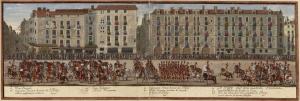 205.4 Marche des Mareschaux de Camp - Planche 3 : Quadrille Romaine : le RoyH : 183 L : 559
 Faucheux : 205.4, version colorée  Baré : N° 76Crédit : Bibliothèque municipale de Versailles - Cote : Res grd fol A 21 m (a)