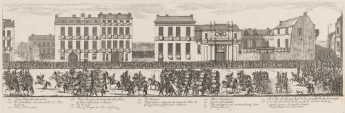 205.8 Marche des Mareschaux de Camp - Planche 7 : Quadrille des Sauvages d'Amérique : Le duc de Guise.H : 181 L : 555
 Faucheux : 205.8  Baré : N° 80