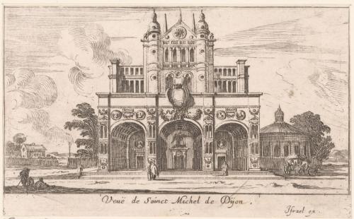 209.2 Veuë de Sainct Michel de Dijon.Israël ex.H : 77 L : 124
 Faucheux : 209.2  Baré : N° 461