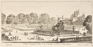 Veuë du grand Jardin et de la Fontaine du Tibre de Fontaine bel-eau.