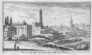Veuë de la ville de Sienne du costé de Rome.