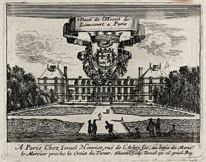 230.1 Veuë de l'Hostel de Liencourt a Paris.A Paris chez Israël Henriet, ruë de l'Arbre sec, au logis de Monsr le Mercier proche la Croix du Tiroir..Silvestre sculp. Israël ex. cù priuil. Reg.H : 85 L : 105
 Faucheux : 230.1  Baré : N° 132Crédit : Wellcome Collection. 
              CC BY