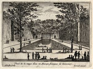 Veuë de la nappe d'eau et dixsept fontaines de Liencourt.