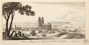 232.11 Veüe et Perspective de l'Eglise sainct Nicolas de Loraine.Perel (Gab.) sculsp. Israël ex.H : 125 L : 249
 Faucheux : 232.11  Baré : N° 611Crédit : Bibliothèques de Nancy, P-FG-AL-00037-11