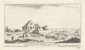 232.22 Veue de Nostre Dame de Bourgongne, près Nancy.Dessignée par I. Silvestre, et gravée par F. Flamen. A Paris Chez P. Mariette, rue S. Jacqe a l'Esperance.H : 103 L : 185
 Faucheux : 232.22  Baré : N° 618