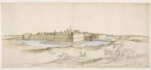 232.24 Veue du Chateau de Jametz.
 Dessin pour la gravure Faucheux : 232.24  Baré : N° 488Crédit : © Louvre  Inv 33058