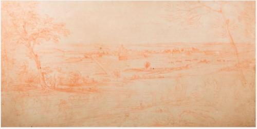 232.26 Vue de Marsal : Contre épreuve SanguineH : 380 L : 760
 Dessin pour la gravure Faucheux : 232.26Crédit : Passé à Drouot le 27 octobre 2017 - Lot 85