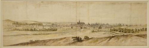 232.28 Profil de la Ville de Metz en LorraineH : 355 L : 1301
 Dessin pour la gravure Faucheux : 232.28  Baré : N° 588Crédit : Louvre INV 33055 / Photo FdS