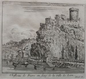 234.17 Chasteau de Piere en size de la Ville de Lion.Israël ex.H : 94 L : 104
 Faucheux : 234.17  Baré : N° 540