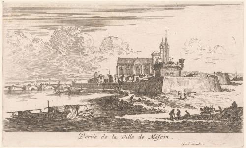 235.1 Partie de la Ville de Mascon.Israël excudit.H : 101 L : 168
 Faucheux : 235.1  Baré : N° 584