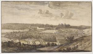 250.7 Château et parc de Meudon, vus du côté du village de FleuryH : 296 L : 513
 Dessin pour la gravure Faucheux : 250.7  Baré : N° 289Crédit : © Louvre Département des Arts graphiques INV 33039