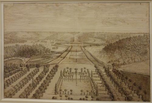 250.9 Vue de la grande perspective de Meudon depuis l'orangerieH : 348 L : 496
 Dessin pour la gravure Faucheux : 250.9  Baré : N° 291Crédit : Louvre Département des arts graphiques INV 33038 / Photo FdS