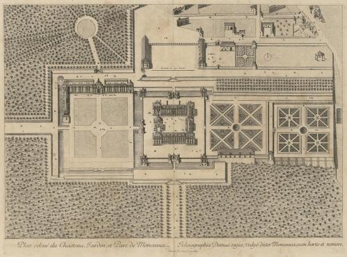 254.1 Plan relevé du Chasteau, Jardin, et Parc de Monceaux.Israël Silvestre sculp. 1673.H : 373 L : 497
 Faucheux : 254.1  Baré : N° 294Crédit : Bibliothèque Sainte-Geneviève (Paris, FRANCE)Cote : FOL W 183 INV 245 RES (P37)