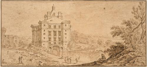 255.1 Veüe et Perspective du Chasteau de MonéH : 110 L : 235
 Dessin pour la gravure Faucheux : 255.1Crédit : Passé chez Arcurial / Vente Collection Gaston Delestre le 22 mars 2017 - Lot 102