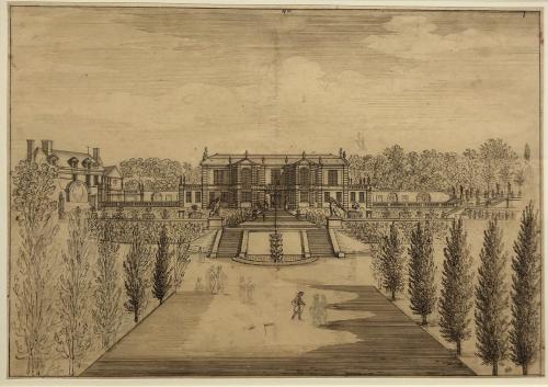 258.1 Vue de la maison de Le Brun à Montmorency du côté ouestH : 273 L : 290
 Dessin pour la gravure Faucheux : 258.1  Baré : N° 299Crédit : © Louvre Département des Arts graphiques INV 33050