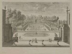 258.3 Vue des jardins de la maison de Monsieur le Brun.H : 292 L : 391
 Faucheux : 258.3  Baré : N° 301Crédit : Le Louvre de Lens