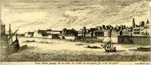 27.10 Veüe d'une partie de la ville de Cadis. en Espagne du costé du portH : 105 L : 205
 Faucheux : 27.10Crédit : British Museum / Creative Commons