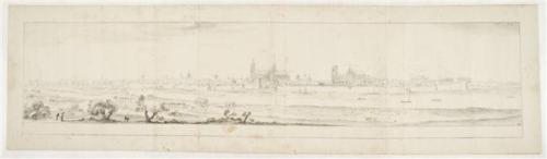 270.1 Vue d'Orléans par le sudH : 275 L : 1192
 Dessin pour la gravure Faucheux : 270.1Crédit : © Louvre, département des arts graphiques - INV 33077