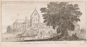 278.1 Veuë de l'Abbaye de Quincy, proche de Tanlay, du Diocese de Langre;Bibliothèques de Nancy, P-FG-AL-00038H : 126 L : 244
 Faucheux : 278.1  Baré : N° 629Crédit : Bibliothèques de Nancy, P-FG-AL-00038