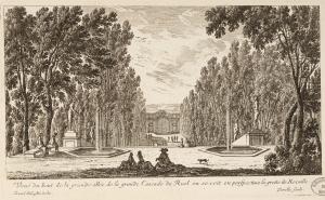 Veuë du bout de la grande allée de la grande Cascade de Ruel.