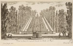 Veuë en fasse de la grande Cascade du Jardin de Ruel.