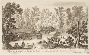 Veue de la Grotte du Jardin de Ruel, et d'une partie du Canal et Bassins.