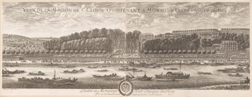 289.1 Veue de la Maison de St. Cloud Appartenant A Monsieur Frere unique du Roy.Dessigné et gravé par Israël Silvestre. 1671. Chez l'auteur aux galleries du Louvre. Avec privilège du Roy.H : 379 L : 1004 - en deux planches égales
 Faucheux : 289.1  Baré : N° 333