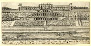 292.100 Le chateau neuf de St Germain en Laye dessiné par Louis de France, le Grand DauphinH : 121 L : 257
 Faucheux : 292.100Crédit : Bitish Museum INV 1917,0714.20
