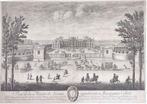298.2 Veue de la Maison de Sceaux (du côté de l'entrée) appartenant a Monseigneur Colbert.Avec privilege du Roy. Par Israel Silvestre 1675.H : 352 L : 504
 Faucheux : 298.2  Baré : N° 367Crédit : Aimable envoi des Amis de Sceaux