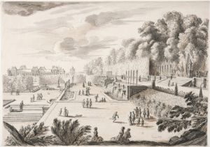 311.14 Veuë des petites Cascades de Vaux.Israël Siluestre delin. et ex. Perelle (Adam) sculp.H : 279 L : 401
 Dessin pour la gravure Faucheux : 311.14  Baré : N° 703Crédit : Stokholm, national Museum. NMH THC 390Anne ALLIMANT-VERDILLON