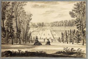 311.7 Autre Veue du jardin de Vaux.Israël Silvestre delineauit Cum Priuilegio Regis.H : 374 L : 516
 Dessin pour la gravure Faucheux : 311.7  Baré : N° 696Crédit : © Louvre, Cabinet des Arts Graphiques, Inv. 33027Anne ALLIMANT-VERDILLON