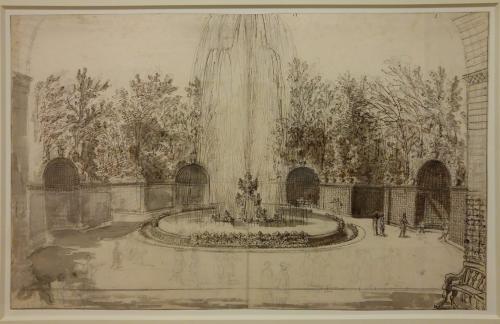 317.500 Vue du bosquet de l'étoile à Versailles
 Dessin pour la gravure Faucheux : 317.500Crédit : Louvre INV. 33021 - Photo FdS