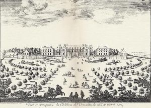 317.7 Veüe et perspective du Chasteau de Versaille du costé de l'entré.I. Silvestre del. et sculp.H : 379 L : 498
 Faucheux : 317.7  Baré : N° 374