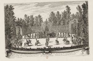 318.3 Premiere Journée. Comparse du Roy et de Ses Chevaliers.Israël Silvestre, deline, et sculpsit Parisiis. et excud cum priuilegio Regis.H : 278 L : 422
 Faucheux : 318.3  Baré : N° 397Crédit : gallica.bnf.fr