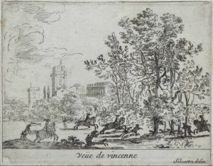 320.6 Veüe de Vincenne.Silvestre delin.H : 91 L : 144
 Faucheux : 320.6  Baré : N° 411