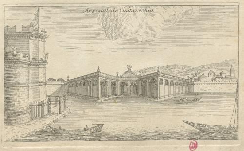 375.794 Arsenal de Ciuitavechia.H : 86 L : 144
 Hors Faucheux  Baré : N° 794Crédit : Bibliothèque de l'Institut national d'histoire de l'art, collections Jacques Doucet, 4 EST 115  - Crédit photo : INHAImage sous licence ETALAB