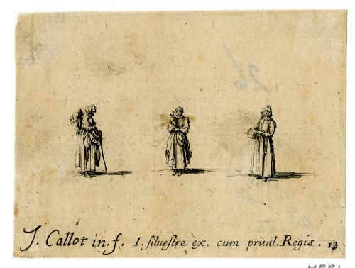 376.6 Les Fantaisies :  Planche 13/14 - Les trois femmesJ. Callot in. f - I. Slvestre ex. ci=um privil. RegisH : 60 L : 80
 Hors Faucheux